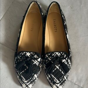 Talbots Black and White Tweed Houndstooth Loafers🖤🤍